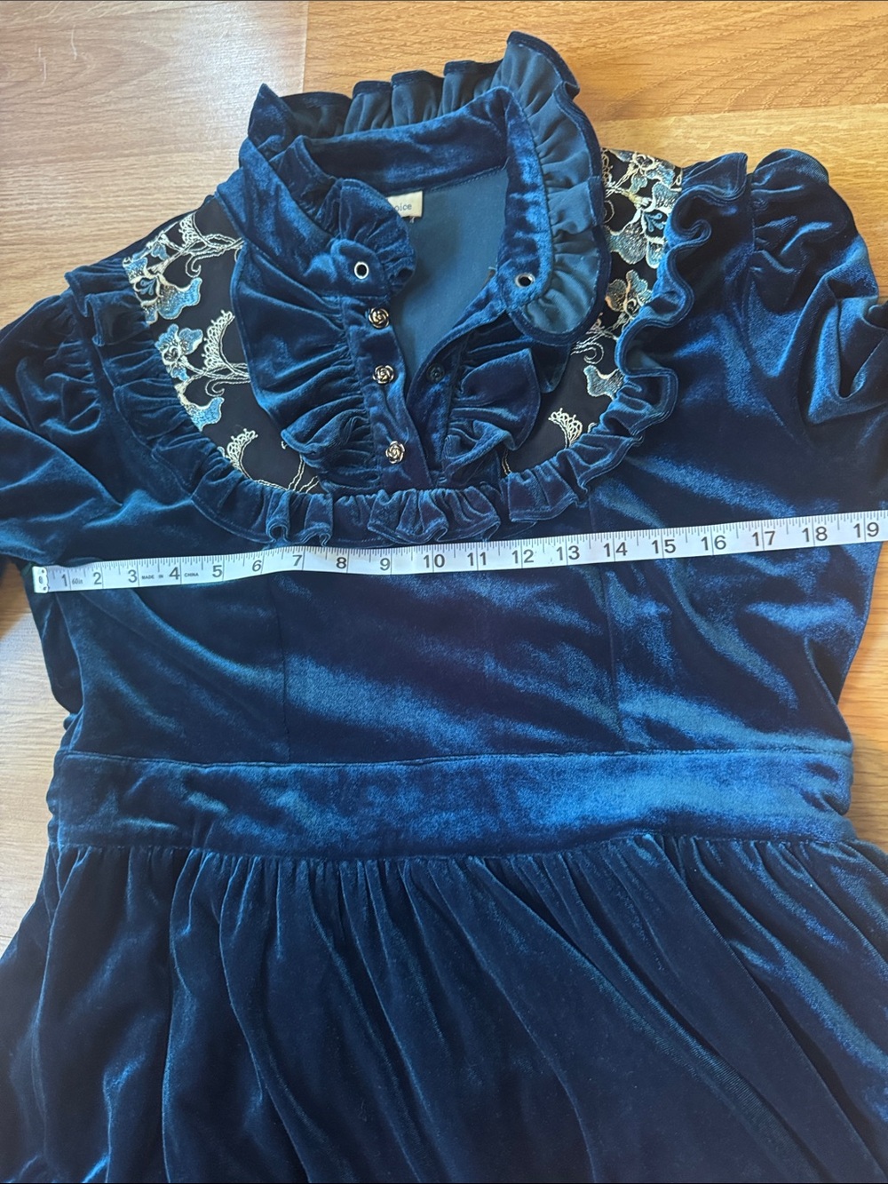 2XL Victorian Choice Prussian Blue Velvet Gown Edwardian Vintage Dress Gothic - Picture 6 of 16